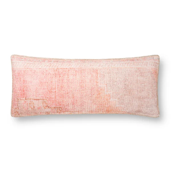 Loloi P0853 Cotton Pillow Coral, 13x22 x 35x22 Cover Only