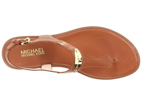 Michael Michael Kors MK Plate Flat Thong Sandals - Luggage