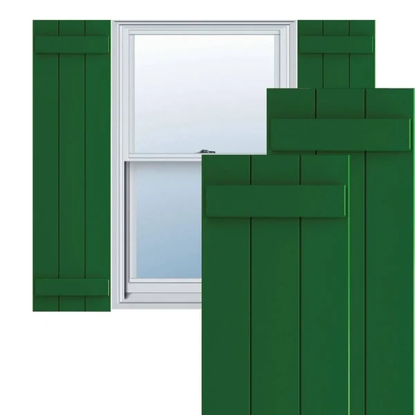 Ekena Millwork CWB15X033CGC 15x22W x 33x22H Exterior Four Board (2 Batten) Composite Board-n-Batten Shutters (Per Pair) - Chrome