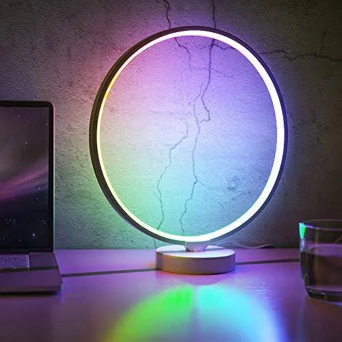 SUNY 7 Colors Dimmable Bedroom Nightstand Lamps - 6 Lighting Effect Modes LED Bedside Lamp Warm Light Modern Circle Table Lamp