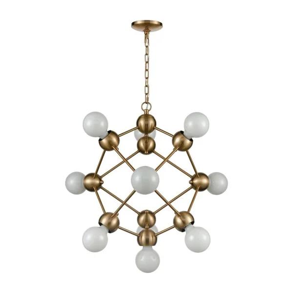 6-Light Metal Shade Chandelier in Oil Rubbed Bronze, Antique Brass Finish - Luxe-Glam Style, Gold
