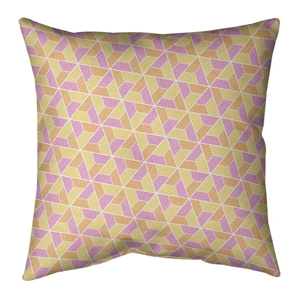 Yellow Feature Three Color Trapezoids Throw Pillow - 20 x 20 - Yellow Purple & Pink - Polyester
