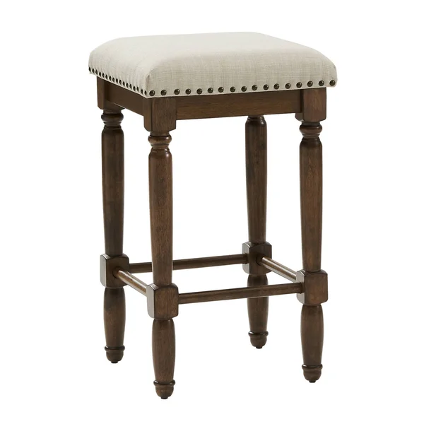 Crosley Aldrich 2pc Counter Stool Set Oatmeal/Dark Brown - 2 Stools