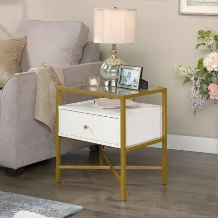Sauder Curiod End Table, White Finish