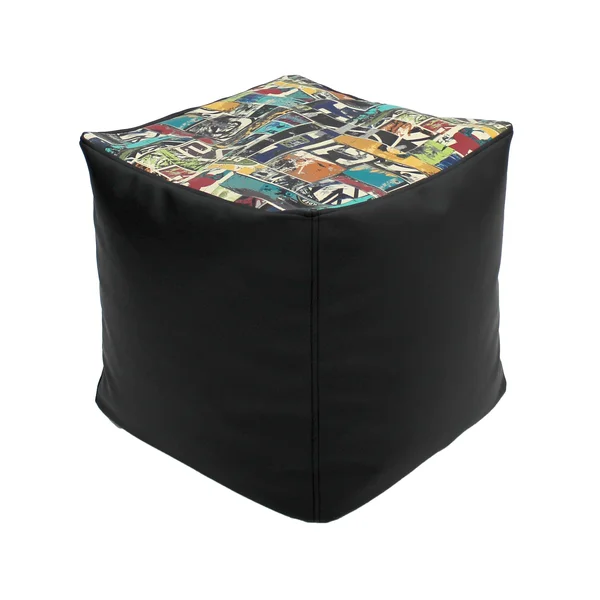 Factory Direct Partners Limited Edition Square Pouf - Black/Chaos Kickflip