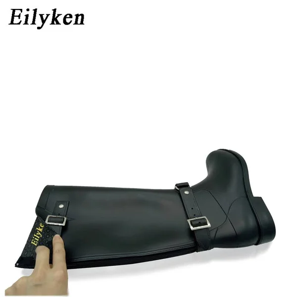 Punk Style Zipper Knee High Boots Women's Rain Boots Outdoor Rubber Water Shoes - Brown - Rubber - 8 M US