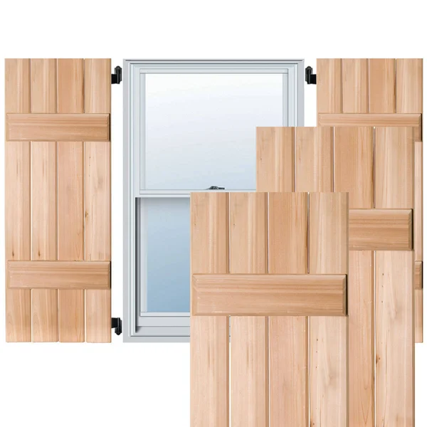 Noralco Industries, Inc. RWB15X042UNP 15x22W x 42x22H Exterior Four Board (2 Batten) Real Wood Pine Board-n-Batten Shutters (Per