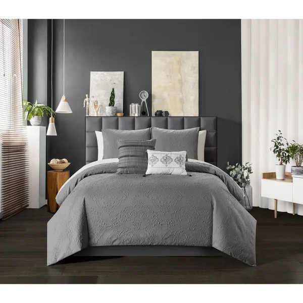 Chic Home Mya 5-Piece Embossed Comforter Set, King, Brick Red