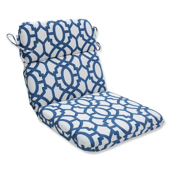 Pillow Perfect Outdoor, Indoor Nunu Geo Ink Blue Rounded Corners Chair Cushion