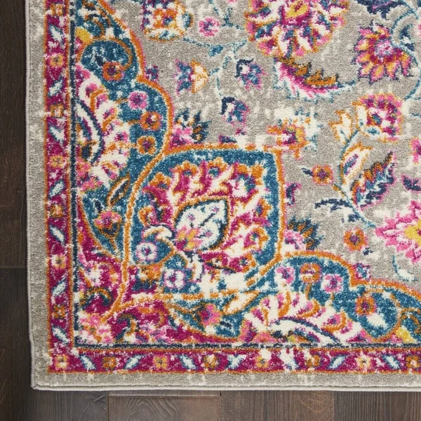 4 x 6 Gray and Pink Medallion Area Rug