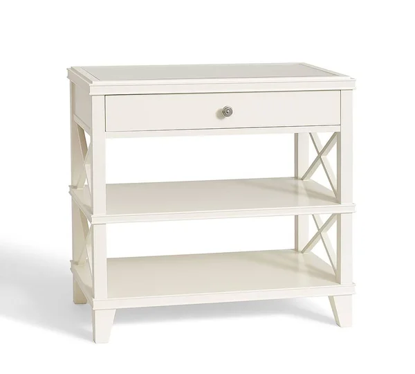 Clara Lattice Wide Nightstand - Sky White - Nightstands - Bedroom Furniture