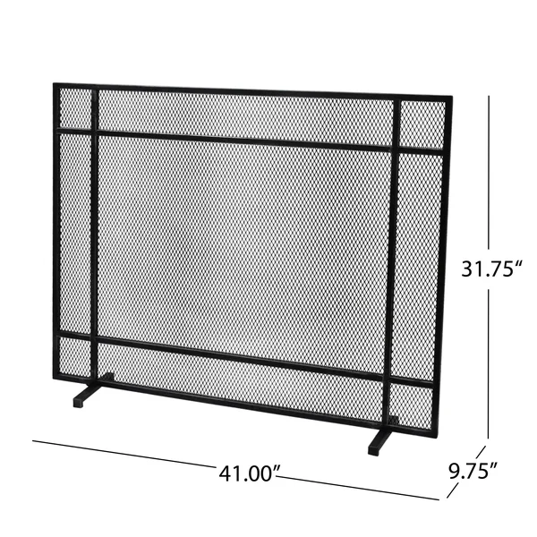 Markus Modern Single Panel Iron Firescreen, Black Brushed Gold Finish