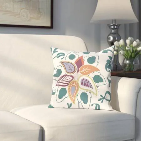 Alcott Hill Orchard Lane Paisley Pop Floral Throw Pillow Size: 20x22 H x 20x22 W, Color: Teal