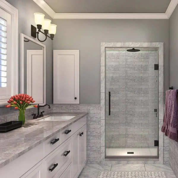 Aston SDR997EZ-36-10 Kinkade 72 inch High x 36 inch Wide Hinged Frameless Shower Door - Bronze