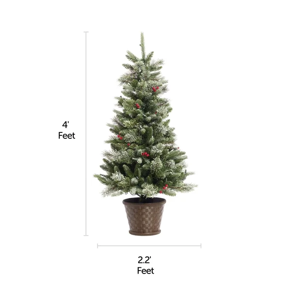 Noma 4-Foot Jackson Potted Christmas Tree - 80 Warm White LED Bulbs, 287 Pine Tips