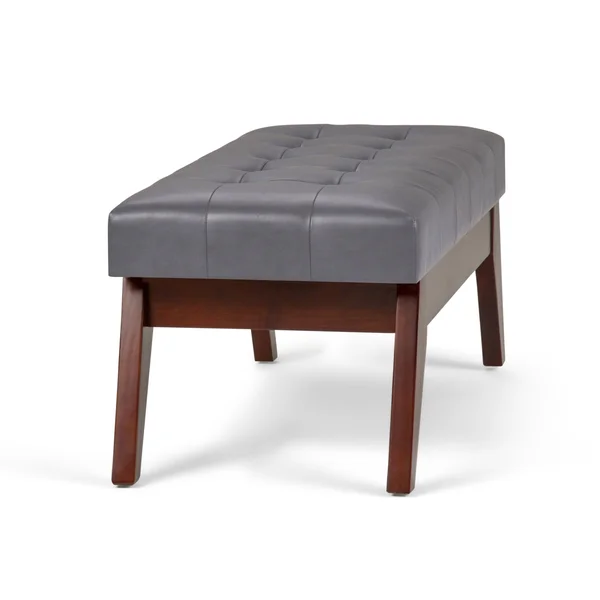 Wyndenhall Tierney 40 inch Wide Mid Century Modern Rectangle Ottoman Bench - Stone Grey
