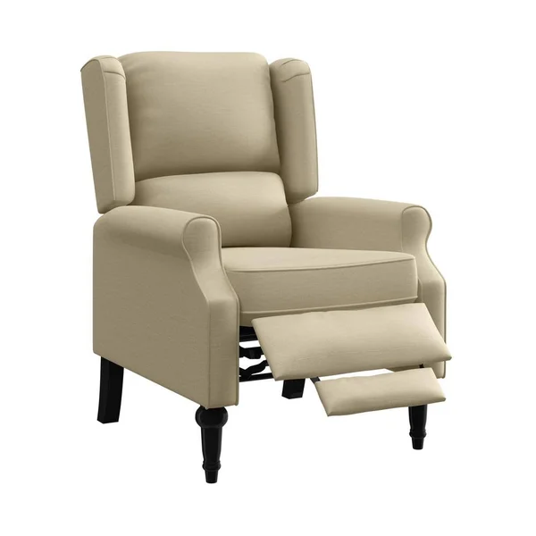 ProLounger Creamy Tan Oatmeal Linen-Like Fabric Wingback Pushback Recliner - Textured Creamy Tan Oatmeal
