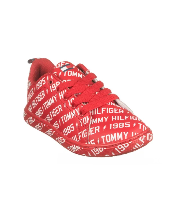 Tommy Hilfiger Iconic Court Logo Sneaker (Toddler - Little Kid, & Big Kid) Red/White - Boys Shoes & Footwear - Boys Sneak