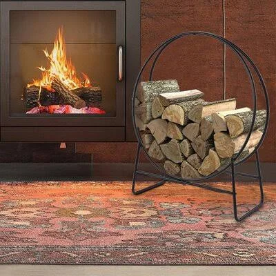 Pipe M Etal Steel Firewood Storage Rack Holder for Indoor & Outdoor 17 Stories