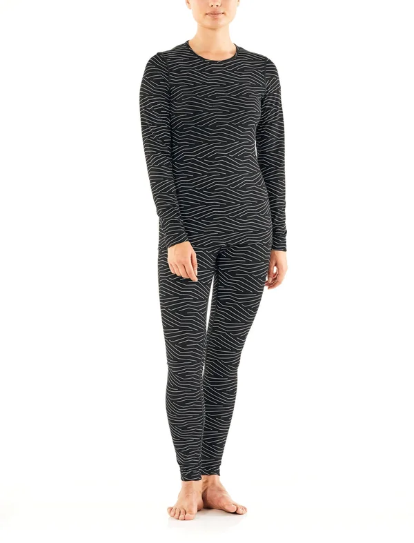 Icebreaker Womens 200 Oasis Long Sleeve Crewe - Napasoq Lines Black