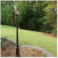 Gama Sonic Royal Bulb Solar Lamp Post with GS Solar Light Bulb Single Lamp Brushed Bronze