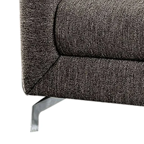 Benzara BM207343 Contemporary Fabric Upholstered Wooden Sofa with Metal Legs Gray