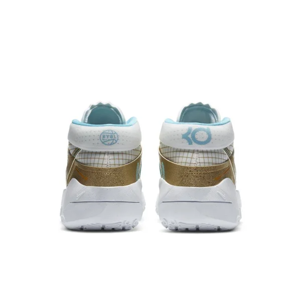 Nike Kd13 Grade School Boys& Basketball Shoes, White/Gold, Size: 4