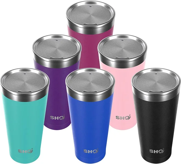 Sho Calix - Ultimate Insulated Stainless Steel Coffee Cup - 6 Hours Hot, 12 Hours Cold - 500ml - BPA Free (Bright Blue, 500ml)