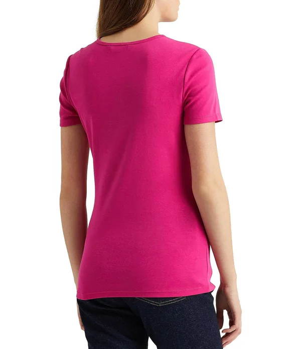 Lauren Ralph Lauren Short Sleeve Crew Neck Cotton-Blend T-Shirt - Xs