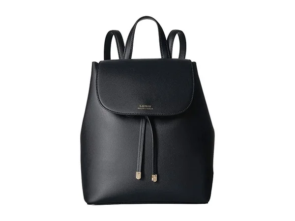 Lauren Ralph Lauren Dryden Flap Leather Backpack (Black/Crimson)