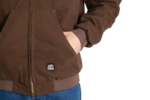 Berne Men's Olive Duck Highland Washed Cotton Duck Hooded Jacket