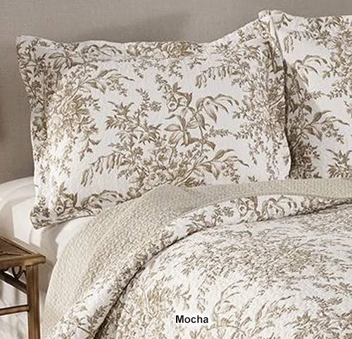 Laura Ashley 3-Piece Bedford Delft Quilt Set, Brown, Full/Queen