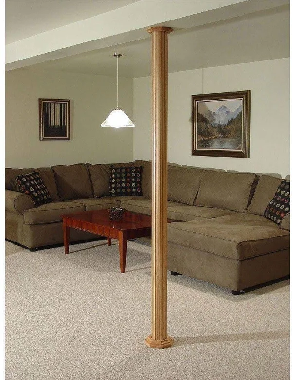 Pole-Wrap 96 in. x 16 in. Unfinished Oak Basement Column Cover with 4 in. Cap and Base Trim 851640