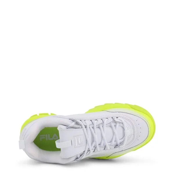 Fila Women's Disruptor II Brights Fade Sneakers - White/Safety Yellow, 9 M