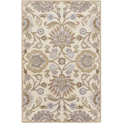 Arden Floral Handmade Tufted Wool Cream Area Rug Birch Lane Rug Size: Runner 3& x 12&
