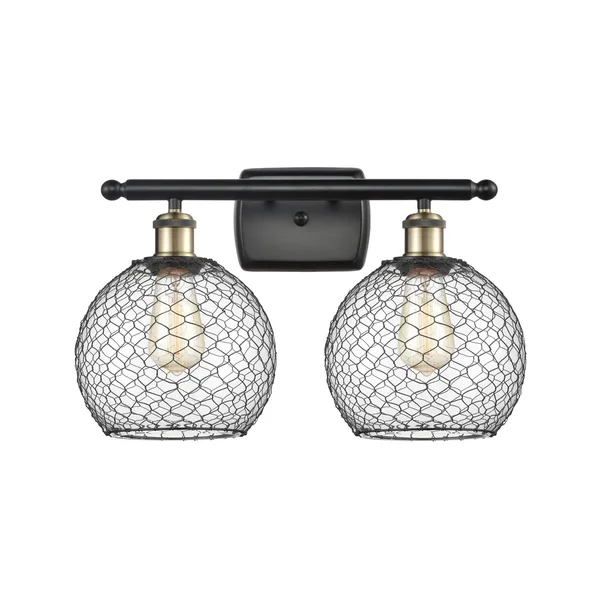 Innovations Lighting-Farmhouse Chicken Wire 2 Light Bath Vanity Light-516-2W-BAB-G122-8CBK