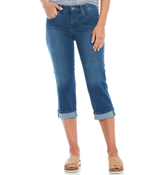 Nydj Marilyn Cuffed Crop Cool Embrace Denim Jeans, Womens, 4, Deleon