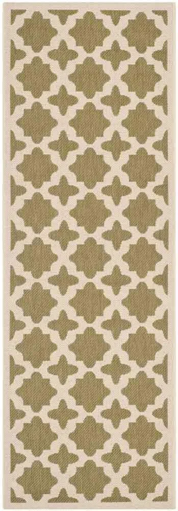 Safavieh Courtyard Green & Beige 4& x 5&-7x22 Indoor/Outdoor Rug