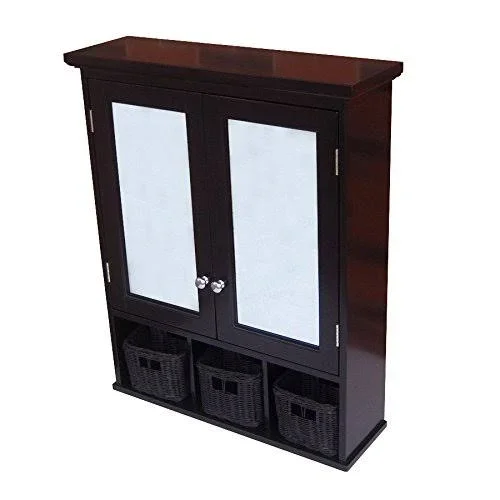Allen + Roth 25-in x 30-in Ready-to-Assemble 2 Door Bathroom Wall Wood Medicine Cabinet, Espresso