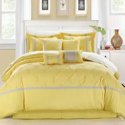Damiano Comforter Set Rosdorf Park Size: Queen Comforter + 11 Additional Pieces, Color: Yellow/Gray