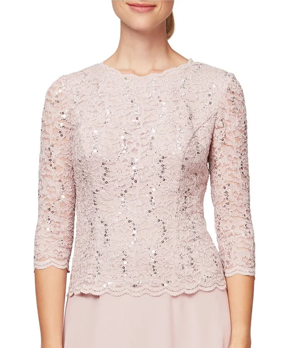 Alex Evenings Women's Dress Purple Size 14p Petite Sheath Sequin Lace