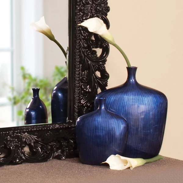 Allan Andrews Small Sleek Cobalt Blue/ Black Vase