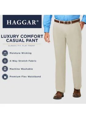 J.M. Haggar Men's Luxury Comfort Classic-Fit Performance Stretch Casual Pants - Navy