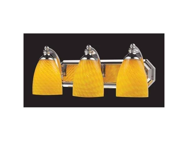 Elk Lighting 570-3C-CN 3 Light Vanity in Polished Chrome and Canary Glass
