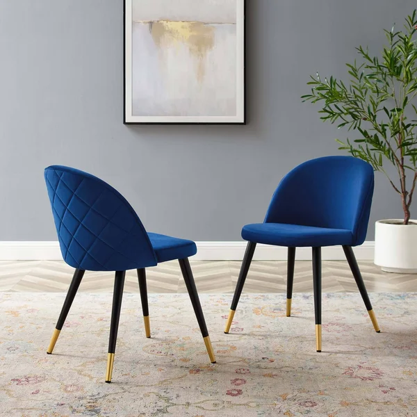 Cordial Performance Velvet Dining Chairs Set of 2 Dusty Rose Modway