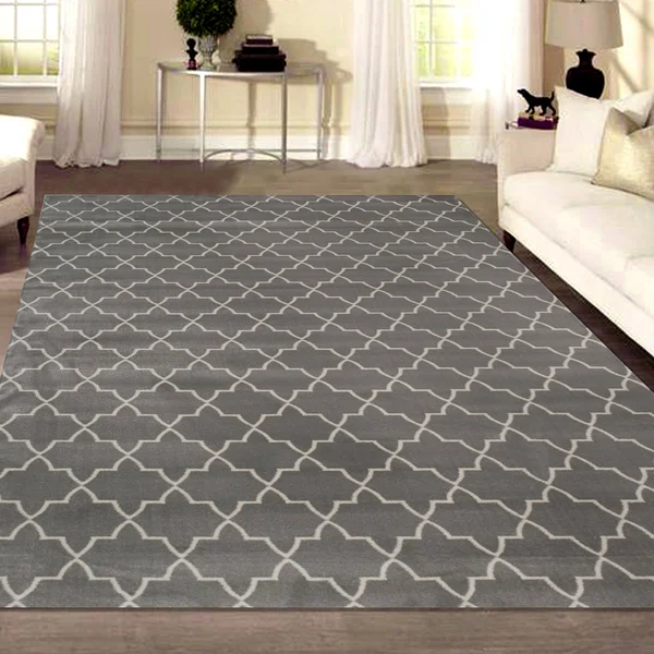 Admire Home Living Plaza Modern Contemporary Geometric Pattern Area Rug - Grey 2&2x22 x 7&7x22 Runner