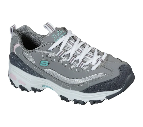 Skechers Women's D&Lites - New Journey Sneakers - Gray/Light Pink, 7.0