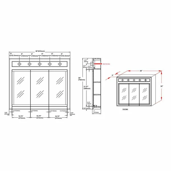 Design House 532390 Concord White Gloss Lighted Medicine Cabinet