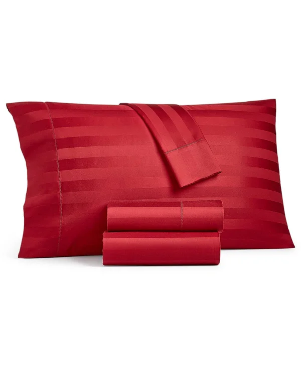 Charter Club Damask 1.5x22 Stripe 100% Supima Cotton 550 Thread Count 4 pc. Sheet Set - California King, Created for Macy&s - Cot
