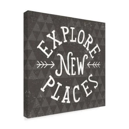Trademark Fine Art 'Mod Triangles Explore New Places' Canvas Art by Michael Mullan - Size: 18 x 18